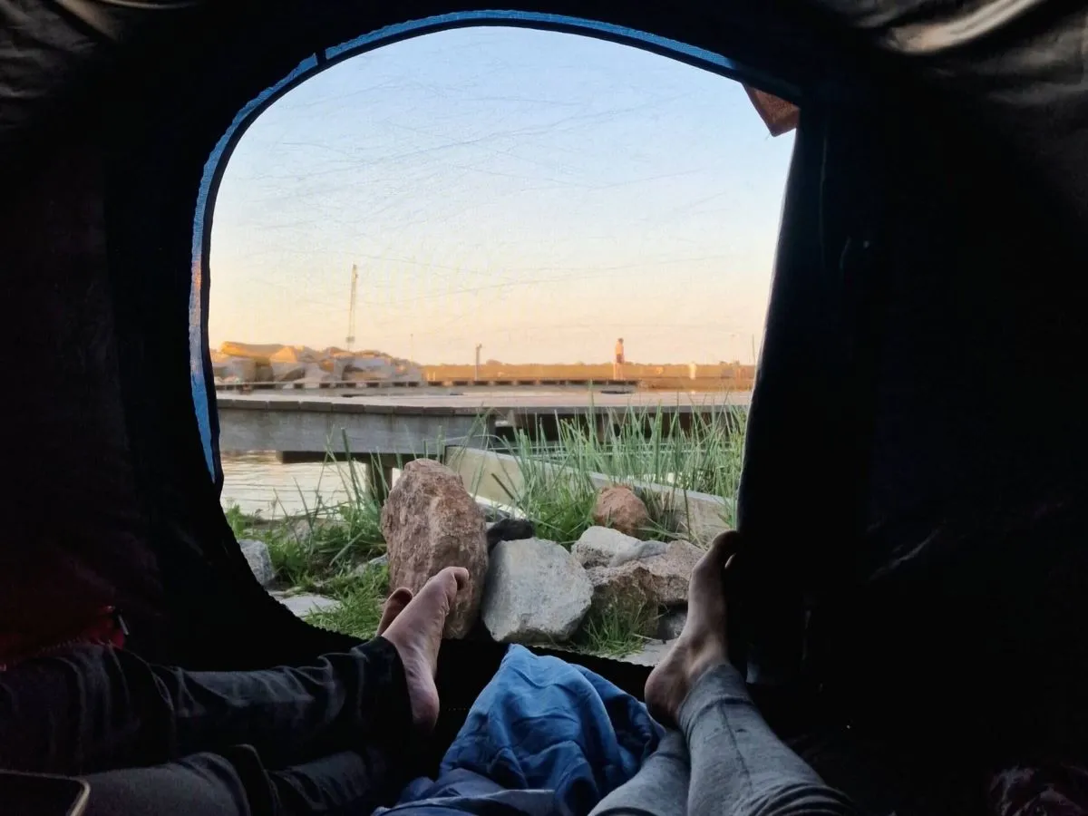 Camping in a tent along the Bornholm Coastal Path