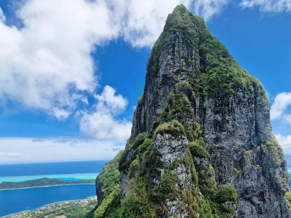 View from the peak of Mount Piri hiking trail in Bora Bora, French Polynesia