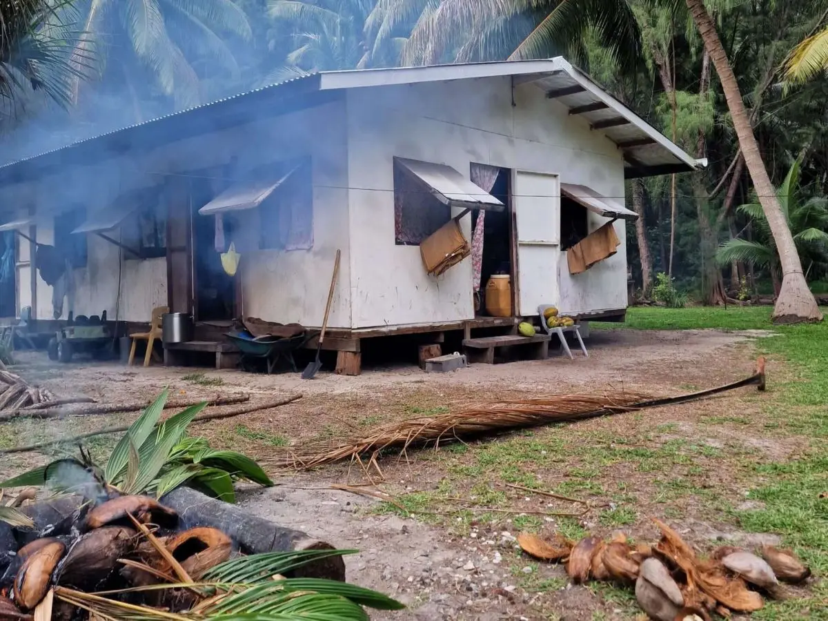 The home that Mica lives in on a small Motu in Bora Bora
